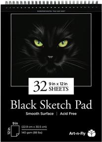 img 4 attached to 📒 9X12 Black Sketch Pad: Spiral-Bound Book of 32 Sheets Crisp Black Perforated Paper - Sketchpad