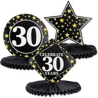 set of 3 juvale 30th birthday honeycomb table centerpieces - party decorations in 3 star designs logo
