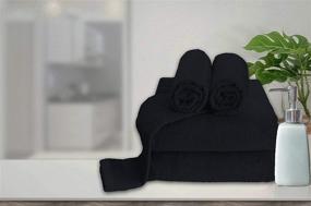 img 2 attached to Elvana Home 8 Piece Towel Set 100% Ring Spun Cotton, 2 Black Bath Towels 27x54, 2 Hand Towels 16x28 and 4 Washcloths 13x13 - Ultra Soft Highly Absorbent Machine Washable Hotel Spa Quality