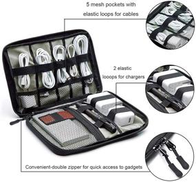 img 2 attached to ✈️ Gray Travel Cable Organizer Bag with Cable Ties - Portable Small Electronics Accessories Carry Cases for Cables, Chargers, Phones, USBs, and SD Cards