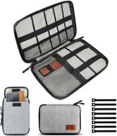 ✈️ gray travel cable organizer bag with cable ties - portable small electronics accessories carry cases for cables, chargers, phones, usbs, and sd cards logo