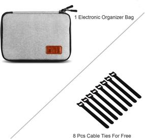 img 3 attached to ✈️ Gray Travel Cable Organizer Bag with Cable Ties - Portable Small Electronics Accessories Carry Cases for Cables, Chargers, Phones, USBs, and SD Cards