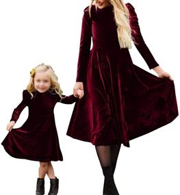 img 4 attached to 🎄 PopReal Christmas Stretchy Matching Girls' Dresses: Festive Clothing Collection for Girls