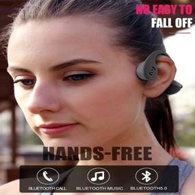 img 1 attached to Беспроводные наушники «Trcode Bone Conduction Headphones Bluetooth: Open Ear Lightweight Stereo Hands-Free Z8 Sport 🎧 Bone Conduction Headphones Wireless with Microphone – черно-серые: идеальные для прослушивания музыки и бега»