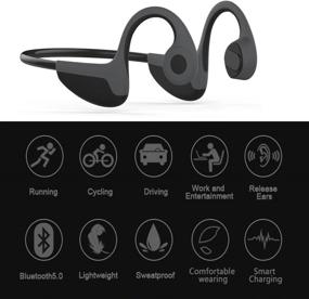 img 3 attached to Беспроводные наушники «Trcode Bone Conduction Headphones Bluetooth: Open Ear Lightweight Stereo Hands-Free Z8 Sport 🎧 Bone Conduction Headphones Wireless with Microphone – черно-серые: идеальные для прослушивания музыки и бега»