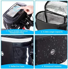 img 3 attached to 🚲 WOTOW Bike Handlebar Insulated Bag: Phone Holder, Cooler Storage Pouch, Touch Screen, Cycling Accessories for Hiking & Travel