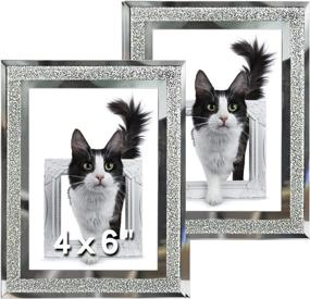 img 4 attached to 🖼️ Sparkling 4x6 Picture Frames - Set of 2 Glass Photo Frames for Tabletop Display