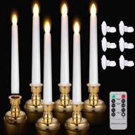 mixaly 7.9-inch led taper candles - set of 6 with remote timer - battery operated flameless flickering window candles - nifty flame and removable candlesticks - ideal for dinner, party, and wedding decor логотип