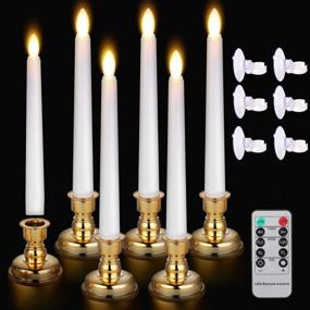 img 4 attached to MIXALY 7.9-Inch LED Taper Candles - Set of 6 with Remote Timer - Battery Operated Flameless Flickering Window Candles - Nifty Flame and Removable Candlesticks - Ideal for Dinner, Party, and Wedding Decor