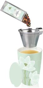 img 1 attached to Tea Forte Kati Cup Lotus: Ceramic Tea Infuser Cup with Basket and Lid for Steeping Loose Leaf Tea