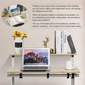 img 2 attached to 🖥️ Vintage Oak Mobile Stand Up Desk with Adjustable Height, Wheels, and Storage - Ultimate Home Office Workstation for Sitting or Standing - Rolling Table Laptop Cart
