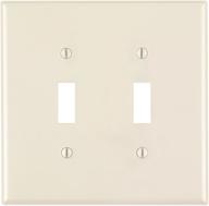 leviton pj2-t 2-gang toggle switch wallplate: midway size & elegant light almond color logo