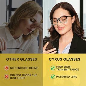 img 1 attached to 😎 Cyxus Square Blue Light Blocking Glasses for Computer Use - Clear Lens Eyeglasses Frame