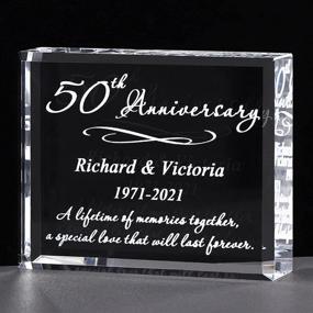 img 4 attached to Personalized Wedding Anniversary Gift for Couple - Romantic Custom Name & Year Laser Engraved Crystal Sign, Unique Gift for Him/Her