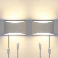 🔦 set of 2 aluminum modern led wall sconces - 15w 3000k warm white up and down lighting fixture lamps for stairway, bedroom, hallway, basement, cafes - wall-mounted/plug-in design with 4 g9 bulbs included логотип