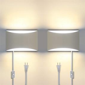 img 4 attached to 🔦 Set of 2 Aluminum Modern LED Wall Sconces - 15W 3000K Warm White Up and Down Lighting Fixture Lamps for Stairway, Bedroom, Hallway, Basement, Cafes - Wall-Mounted/Plug-In Design with 4 G9 Bulbs Included