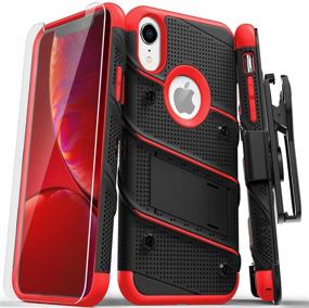 img 4 attached to ZIZO Bolt Series For IPhone XR Case With Screen Protector Kickstand Holster Lanyard - Black &Amp