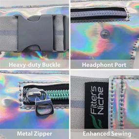 img 1 attached to 🌈 Holographic Rave Fanny Packs by Fitter's Niche: Sleek Waist Belt for Festival Parties, Trendy Metallic Raver Bum Bags