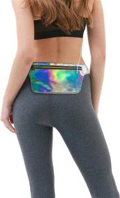 img 3 attached to 🌈 Holographic Rave Fanny Packs by Fitter's Niche: Sleek Waist Belt for Festival Parties, Trendy Metallic Raver Bum Bags