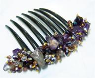 💜 stone purple french twist hair comb with ornamented top - elegant hair accessory logo