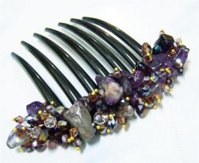 img 2 attached to 💜 Stone Purple French Twist Hair Comb with Ornamented Top - Elegant Hair Accessory