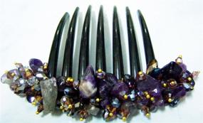 img 1 attached to 💜 Stone Purple French Twist Hair Comb with Ornamented Top - Elegant Hair Accessory