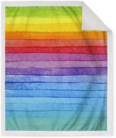 img 3 attached to 🌈 Jekeno Rainbow Sherpa Blanket: Soft Colors for Sofa, Bed, Office, Camping - 50"x60