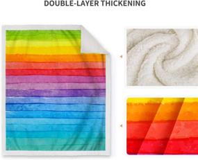 img 2 attached to 🌈 Jekeno Rainbow Sherpa Blanket: Soft Colors for Sofa, Bed, Office, Camping - 50"x60