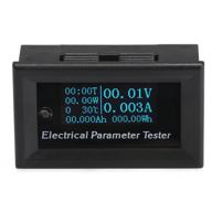 🔋 drok dc voltmeter ammeter panel: oled digital multimeter with run time, temperature, power capacity & battery testing - 0-33v 3a, 0-99h59min, 99w, -15℃ to 60℃ logo