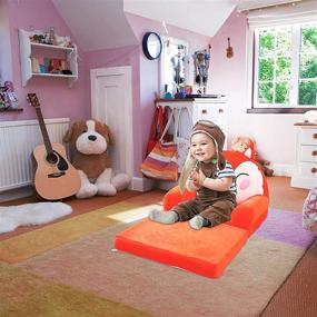 img 2 attached to 🦊 Lzttyee Kids Sofa 2 in 1 Flip Open Fox Cartoon Plush Sofa - Ideal for Playroom, Living Room, and Bedroom