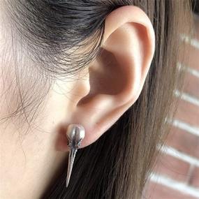 img 1 attached to 🦜 Statement-Making Czjewelry Hummingbird Skull Stud Earrings - Edgy Sterling Silver Accessories for Teens and Women