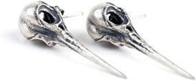 img 4 attached to 🦜 Statement-Making Czjewelry Hummingbird Skull Stud Earrings - Edgy Sterling Silver Accessories for Teens and Women