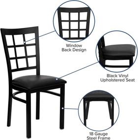 img 1 attached to 🪑 Enhanced SEO: Flash Furniture HERCULES Series Black Window Back Metal Restaurant Chair - Black Vinyl Seat