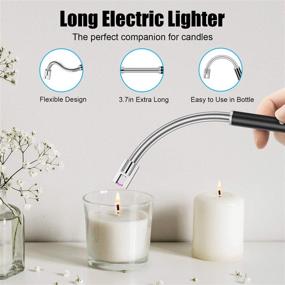 img 3 attached to Black Rechargeable Electric Arc Lighter with 360° Flexible Neck, LED Battery Display, Flameless Windproof Triple Safety and Long Lighter