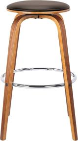 img 1 attached to Stylish and Convenient Armen Living Harbor Mid-Century Swivel Backless Barstool, 26-inch, Brown