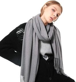 img 3 attached to 💎 Luxurious Womens Thick Cashmere Pashmina Shawl: Essential Women's Accessory