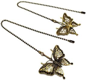 img 2 attached to 🦋✨ Hyamass Vintage Butterfly Pendant Ceiling Fan Danglers: Unique Fan Pulls with Ball Chain Extender (Bronze) - Set of 2