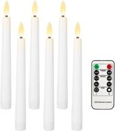 🕯️ 8 inch christmas led flameless taper candles with timer - 6 pack, warm white flickering window candles - battery operated, remote control, realistic dancing 3d flame - perfect for dinner home decorations! логотип