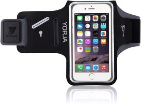 img 4 attached to YORJA Sweat-Resistant Armband Cell Phone Running Holder for iPhone X/8/7/6/6s & Galaxy S7/S6/S5 - Sports Arm Band Case for Jogging, Workout, Hiking, Gym - Key Slot, Card & Money Pocket (Black)