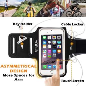 img 1 attached to YORJA Sweat-Resistant Armband Cell Phone Running Holder for iPhone X/8/7/6/6s & Galaxy S7/S6/S5 - Sports Arm Band Case for Jogging, Workout, Hiking, Gym - Key Slot, Card & Money Pocket (Black)