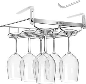 img 4 attached to 🍷 HULISEN Adjustable Wine Glass Rack Under Cabinet: 2-Row Stemware Storage Solution for Kitchen & Bar