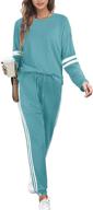 👚 weeso women's long sleeve crewneck sweatsuit sets with pockets - two piece outfits logo