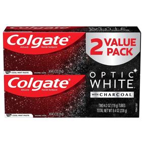 img 4 attached to Colgate Optic White Charcoal Toothpaste: Ultimate Teeth Whitening with Fluoride - Cool Mint (2 Pack, 4.2 oz Each)