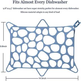 img 2 attached to 🔵 REVEX Silicone Dishwasher Net, 9.8"x14.5" with 6 Adjustable Hooks - Ideal for Small Items, Plastic Bowls, Baby Bottles & Cups - Prevents Tipping Over - Compatible with All Dishwashers (Blue)