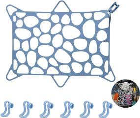 img 4 attached to 🔵 REVEX Silicone Dishwasher Net, 9.8"x14.5" with 6 Adjustable Hooks - Ideal for Small Items, Plastic Bowls, Baby Bottles & Cups - Prevents Tipping Over - Compatible with All Dishwashers (Blue)