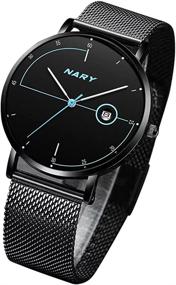 img 3 attached to 🕶️ Men's Stainless Steel Minimalist Analog Wrist Watches for Fashion