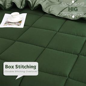 img 2 attached to HIGH 3-Piece Green Queen Size Down Alternative Comforter Set - All Season Reversible Comforter with Two Shams - Quilted Duvet Insert featuring Corner Tabs - Box Stitched Design - Breathable, Soft, and Fluffy