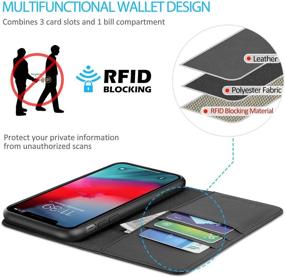 img 2 attached to SHIELDON Genuine Leather Wallet Case for iPhone XR - Black | RFID Blocking | Shockproof | Credit Card Holder