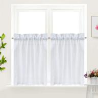 🏠 idealhouse white tier curtains: waffle woven window curtains for cafe, bathroom, kitchen, and kids bedroom - 2 panels, 30inch wide by 36inch long logo