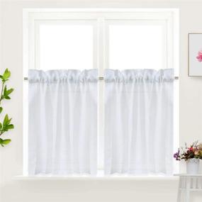 img 4 attached to 🏠 IdealHouse White Tier Curtains: Waffle Woven Window Curtains for Cafe, Bathroom, Kitchen, and Kids Bedroom - 2 Panels, 30Inch Wide by 36Inch Long